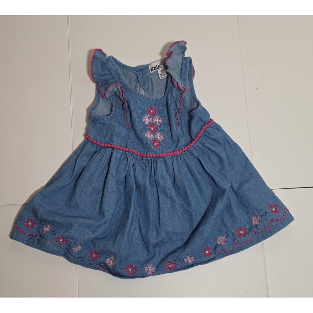 Vintage Chambray Embroidered Denim Dress Girl's Size 4T